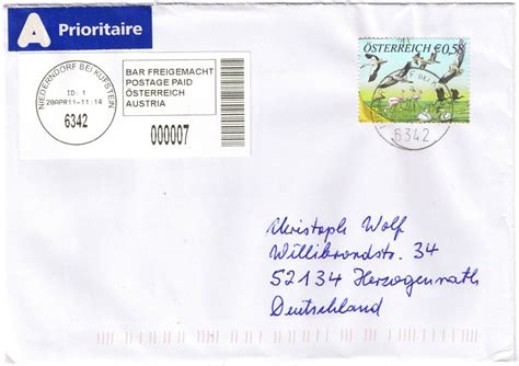 porto postkarte österreich nach deutschland
